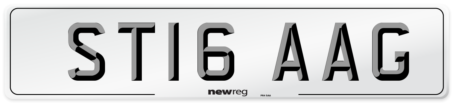 ST16 AAG Number Plate from New Reg